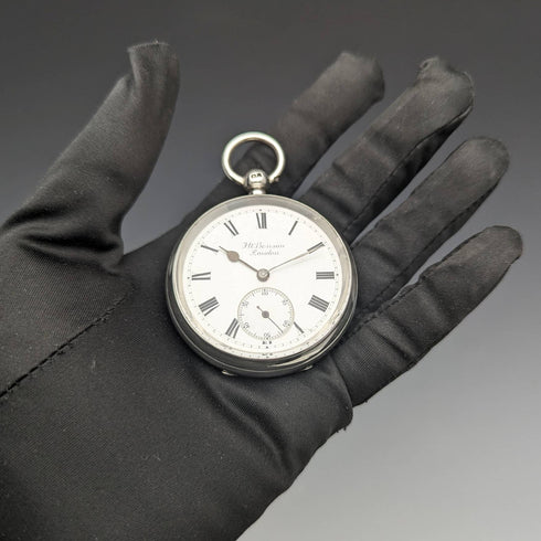 1898 英國古董 Benson LUDGATE 銀色側鍵上鍊懷錶做工精良